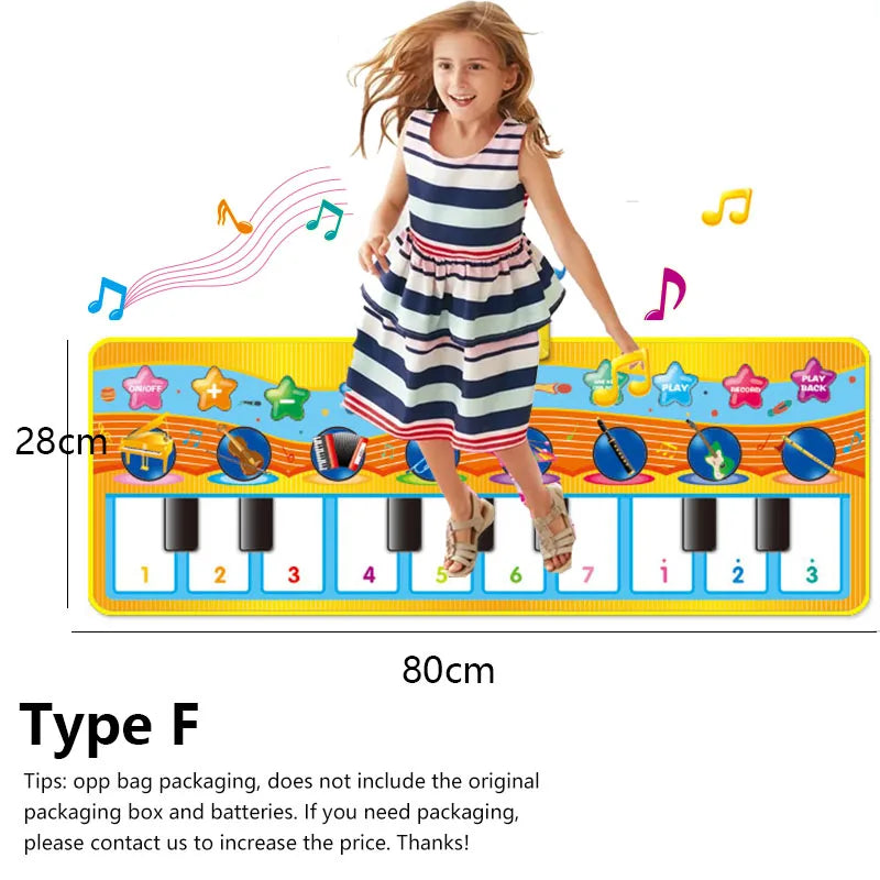 Piano Mat for Kids Children Fitness Keyboard Play Music Carpet Toddlers Music Instrument Toys Educational Toys Gift for Girl Boy