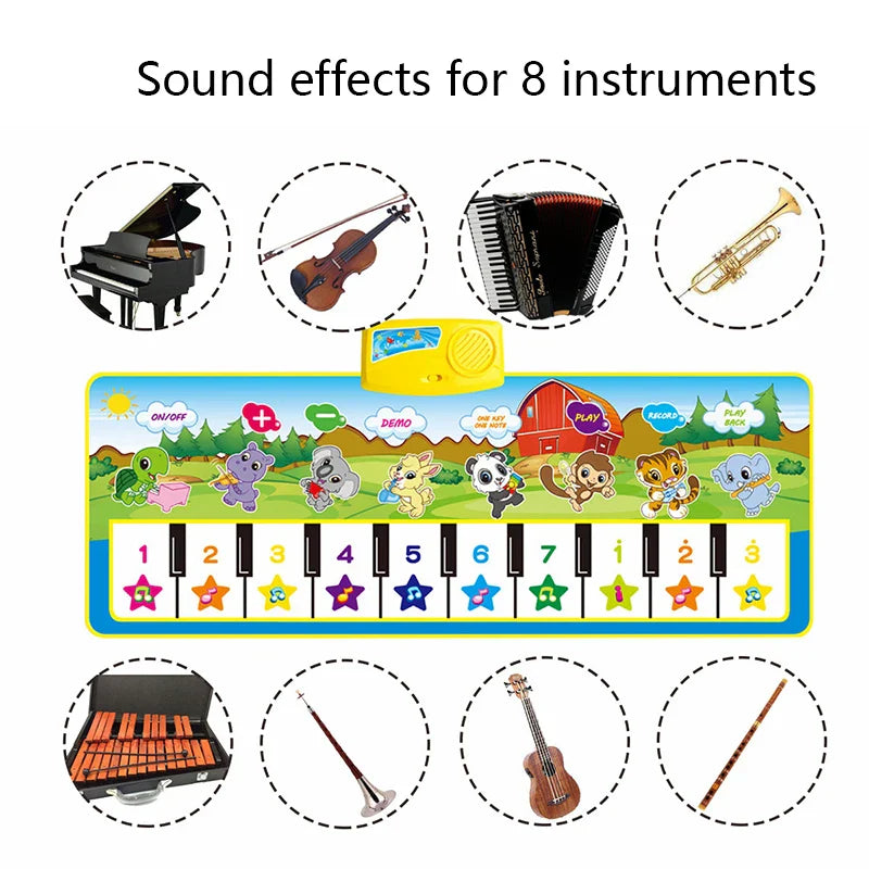 Piano Mat for Kids Children Fitness Keyboard Play Music Carpet Toddlers Music Instrument Toys Educational Toys Gift for Girl Boy