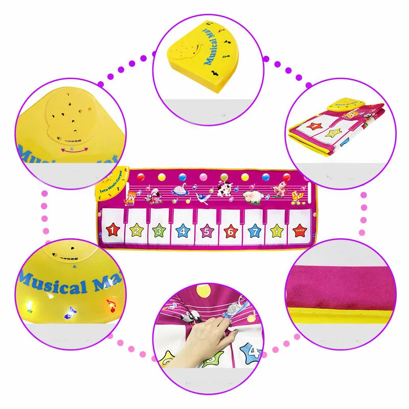 Piano Mat for Kids Children Fitness Keyboard Play Music Carpet Toddlers Music Instrument Toys Educational Toys Gift for Girl Boy