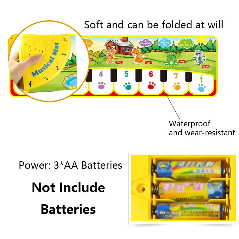 Piano Mat for Kids Children Fitness Keyboard Play Music Carpet Toddlers Music Instrument Toys Educational Toys Gift for Girl Boy