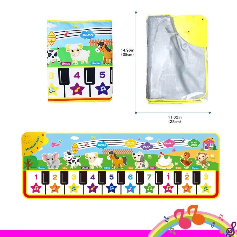 Piano Mat for Kids Children Fitness Keyboard Play Music Carpet Toddlers Music Instrument Toys Educational Toys Gift for Girl Boy