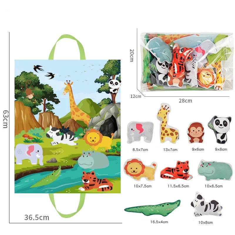 Montessori Soft Cloth Car Toy Set with Play Mat And 9 Vehicle For Baby Interactive Sound Paper Rattle Toys 12-18 Months