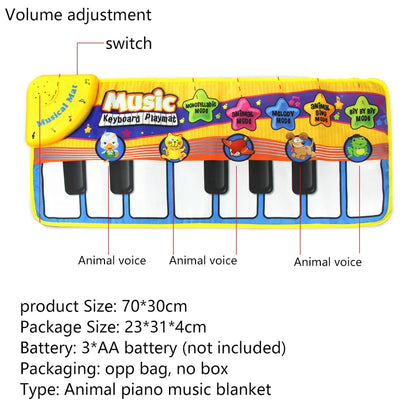 Piano Mat for Kids Children Fitness Keyboard Play Music Carpet Toddlers Music Instrument Toys Educational Toys Gift for Girl Boy