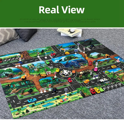 100x130 Kids Playmat Farm Road Portable Map Baby Educational Rugs Toddler Dinosaur Waterproof Play Mat Crawling Non-Toxic Carpet