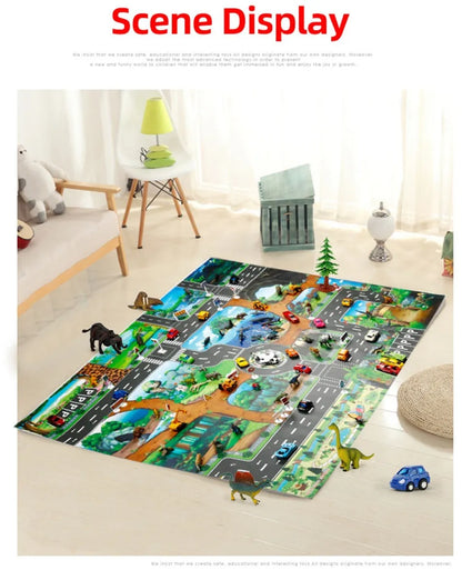 100x130 Kids Playmat Farm Road Portable Map Baby Educational Rugs Toddler Dinosaur Waterproof Play Mat Crawling Non-Toxic Carpet