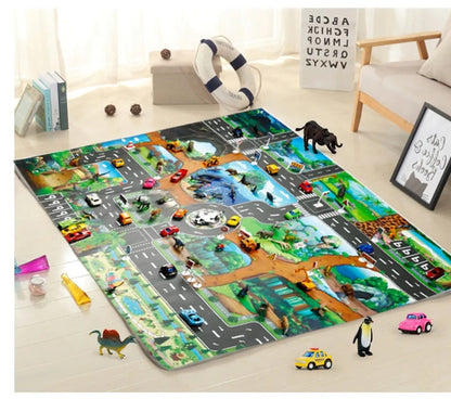 100x130 Kids Playmat Farm Road Portable Map Baby Educational Rugs Toddler Dinosaur Waterproof Play Mat Crawling Non-Toxic Carpet
