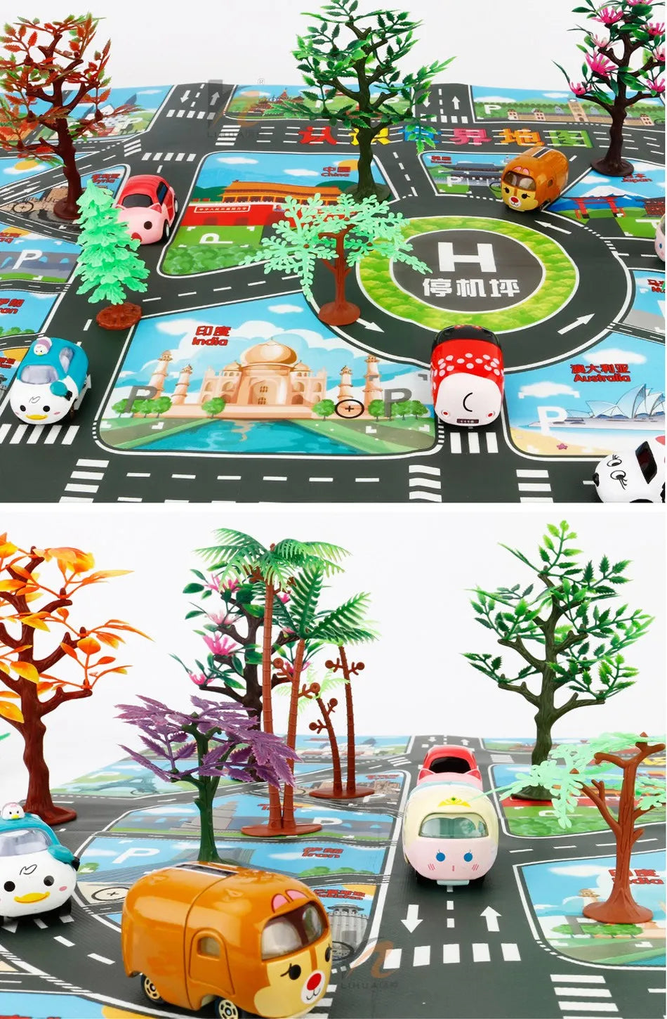 100x130 Kids Playmat Farm Road Portable Map Baby Educational Rugs Toddler Dinosaur Waterproof Play Mat Crawling Non-Toxic Carpet