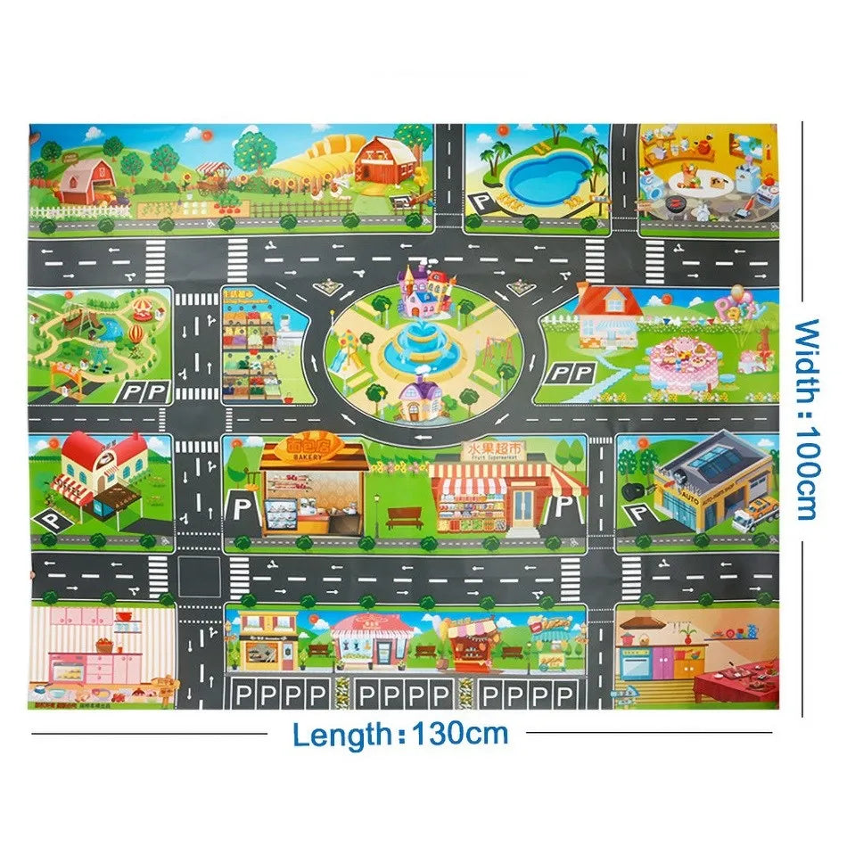 100x130 Kids Playmat Farm Road Portable Map Baby Educational Rugs Toddler Dinosaur Waterproof Play Mat Crawling Non-Toxic Carpet