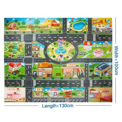 100x130 Kids Playmat Farm Road Portable Map Baby Educational Rugs Toddler Dinosaur Waterproof Play Mat Crawling Non-Toxic Carpet