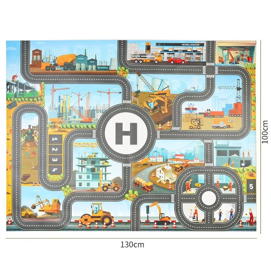 100x130 Kids Playmat Farm Road Portable Map Baby Educational Rugs Toddler Dinosaur Waterproof Play Mat Crawling Non-Toxic Carpet