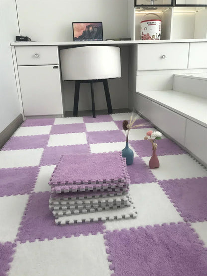 30*30CM Soft Plush Children Kids Rug Play Mat Puzzle Carpet Warm Playmat Interlocking Exercise Tiles Floor Carpet Decoration Mat