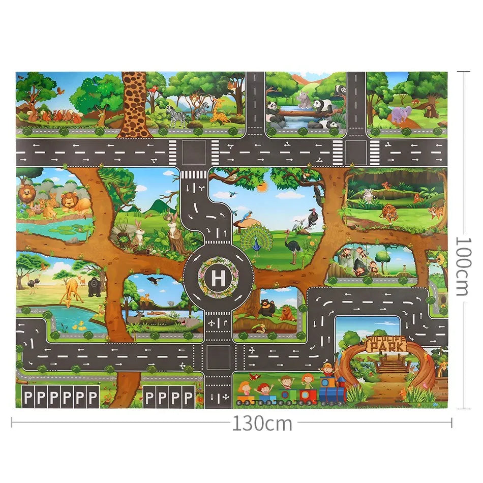 100x130 Kids Playmat Farm Road Portable Map Baby Educational Rugs Toddler Dinosaur Waterproof Play Mat Crawling Non-Toxic Carpet
