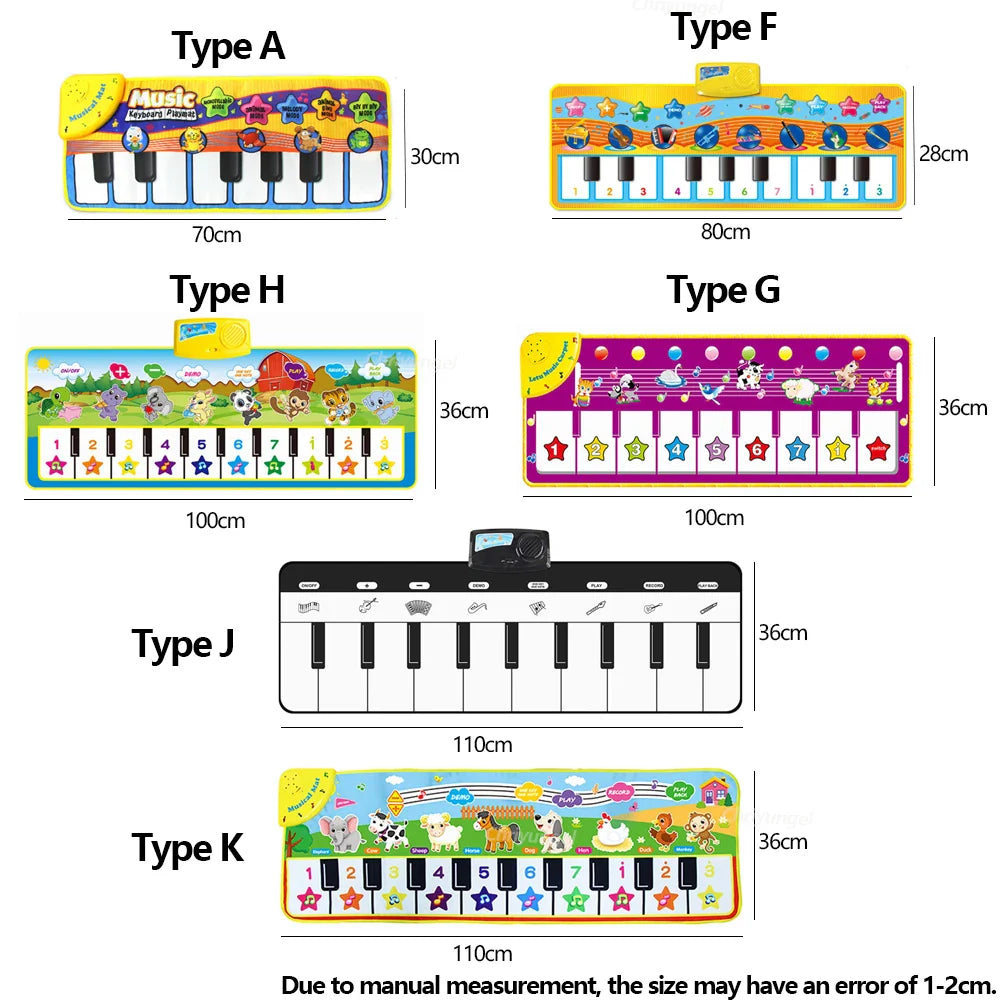 Piano Mat for Kids Children Fitness Keyboard Play Music Carpet Toddlers Music Instrument Toys Educational Toys Gift for Girl Boy